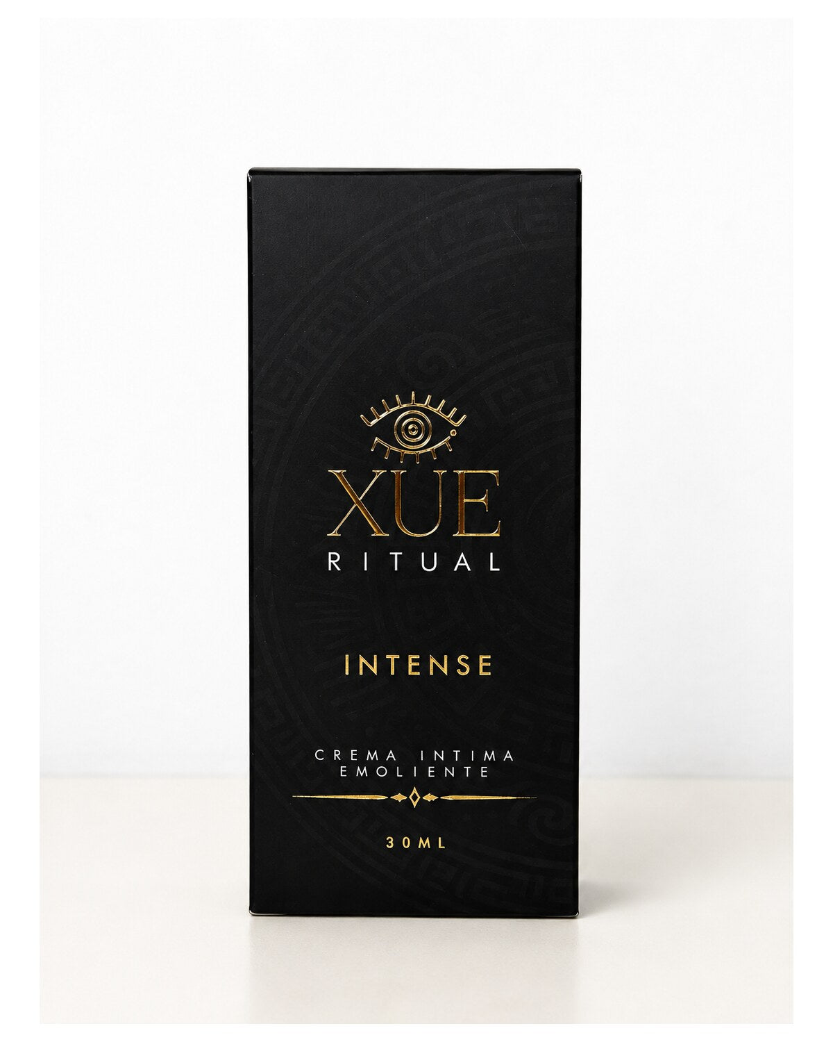 Caja frontal de XUE Ritual Intense crema íntima emoliente de 30 ml
