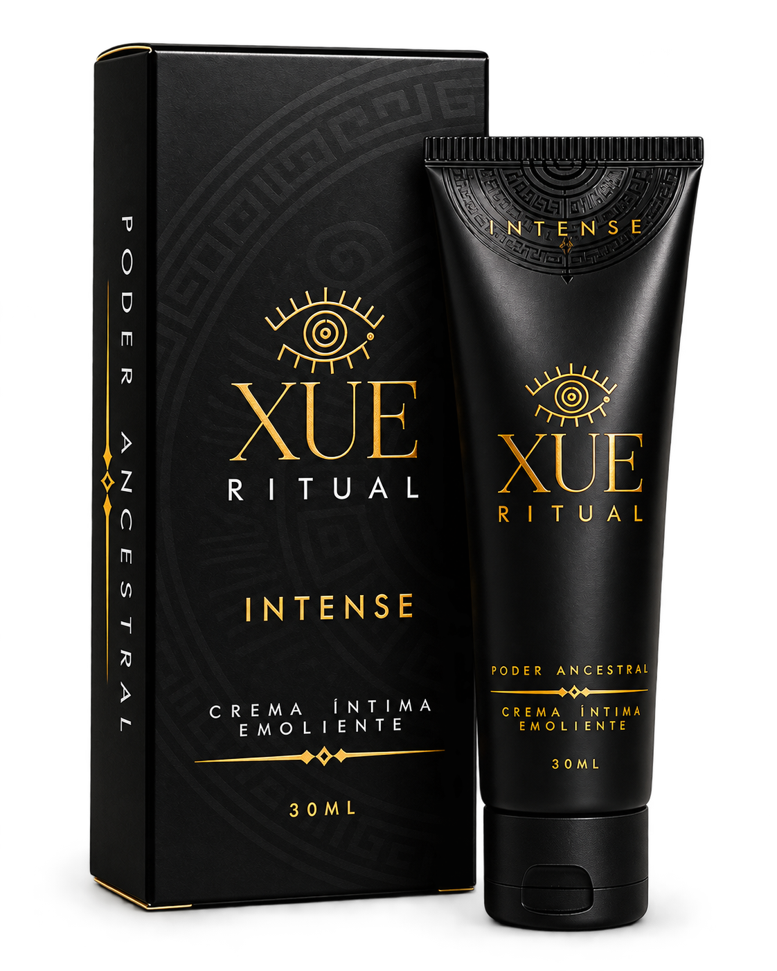 XUE Ritual Intense crema intensificadora íntima 30 ml con caja y tubo negro dorado