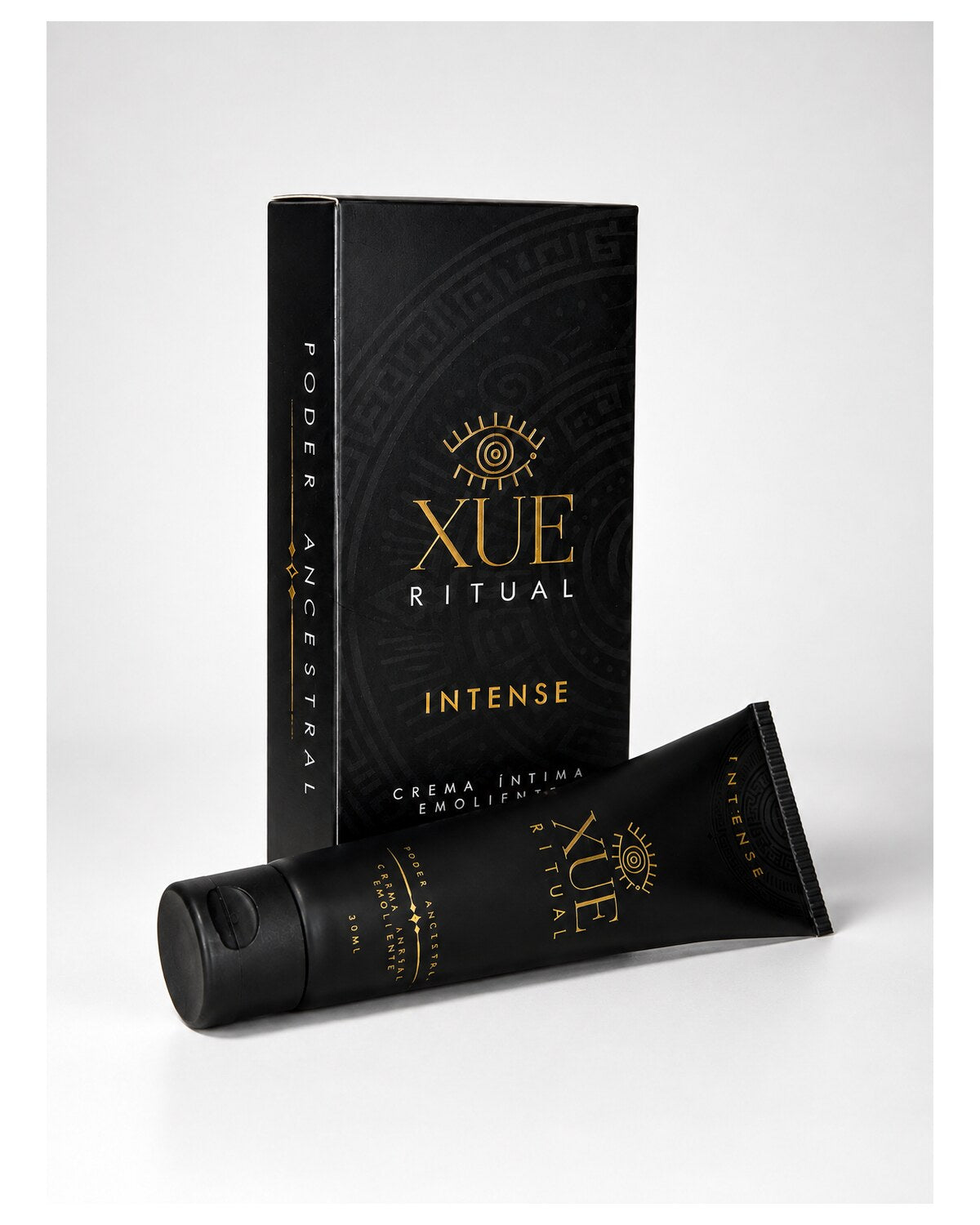 XUE Ritual Intense, presentación de caja y tubo en vista dinámica